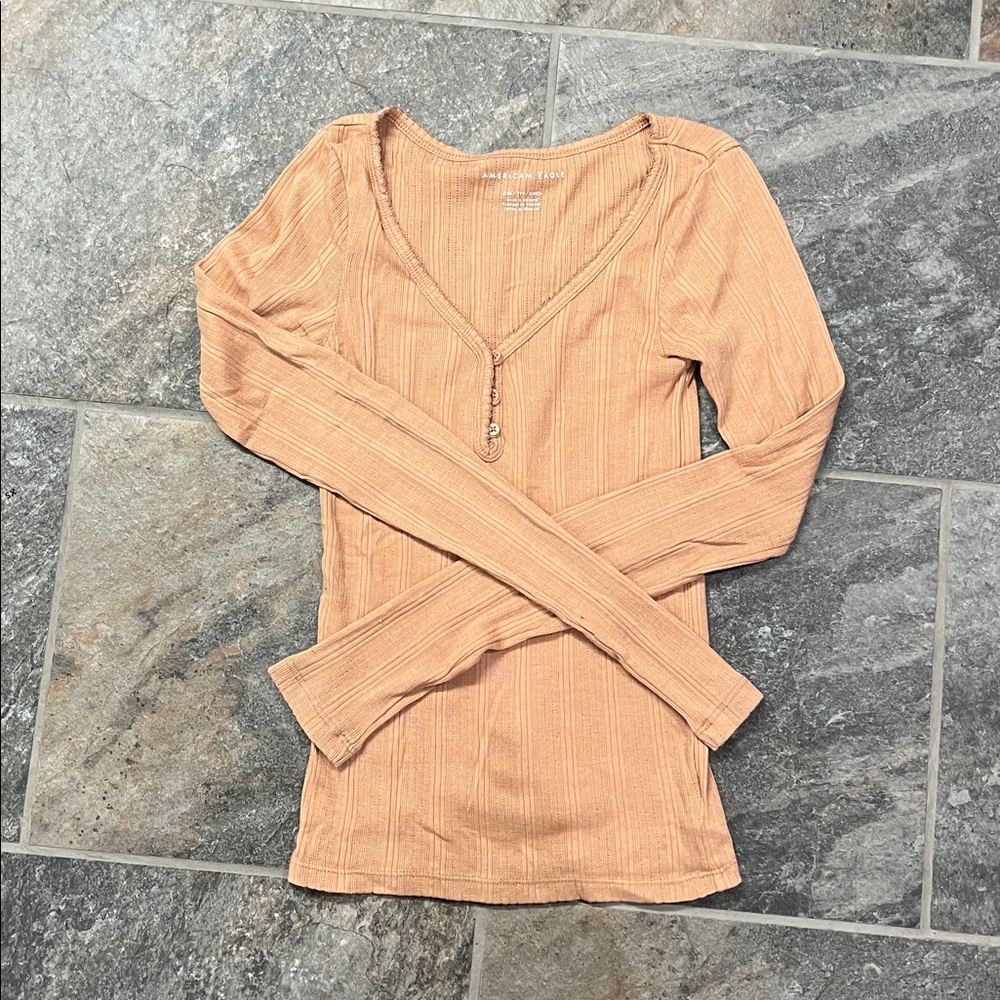 aerie long sleeve waffle shirt XXS